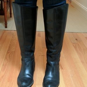 Franco Sarto Wide Calf Black Leather Boots 9.5